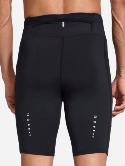 Back view of a man wearing black Kinetic Half-Tights with an elastic waistband