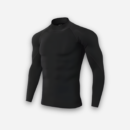 Black compression shirt long sleeve with a mock neck and raglan sleeves