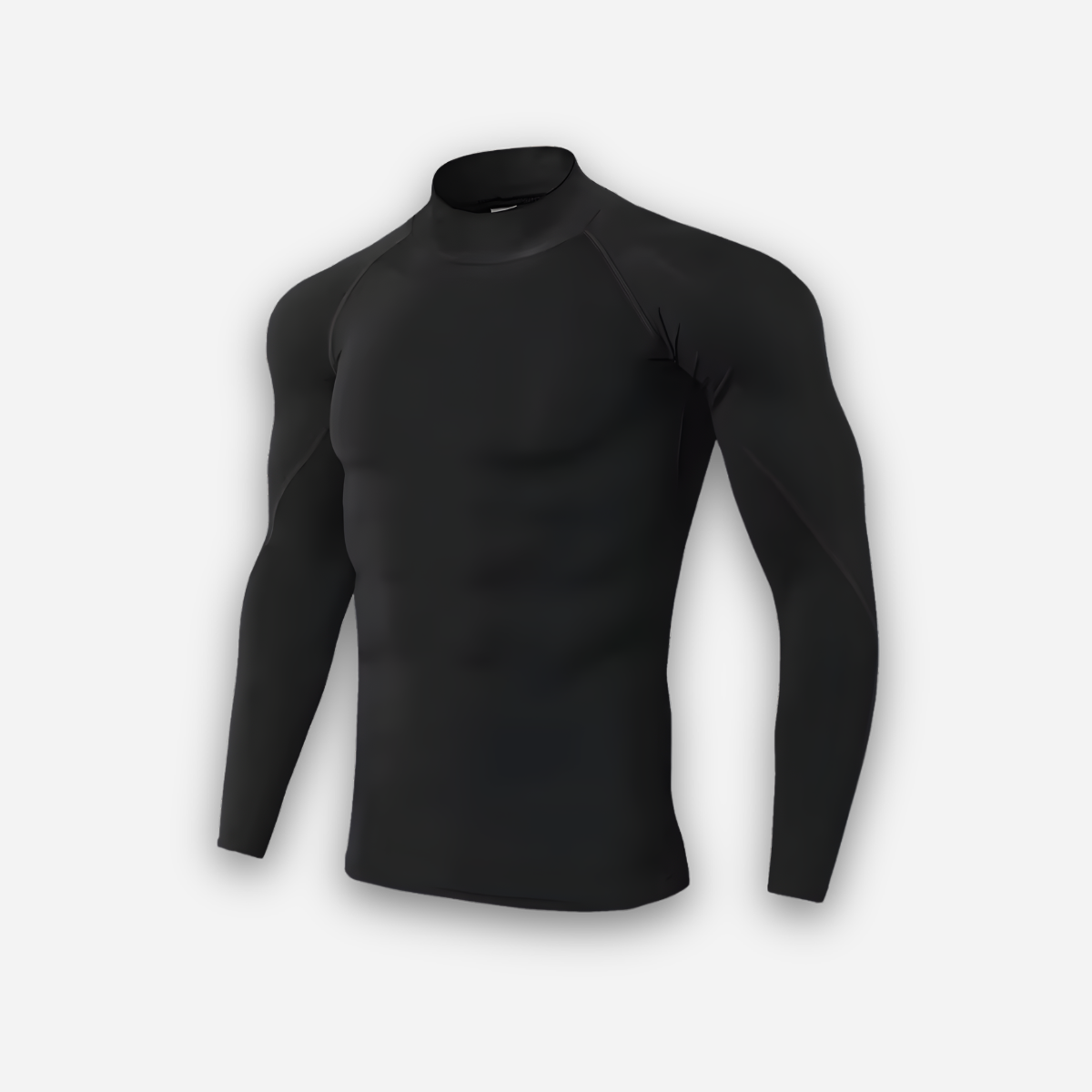 Black compression shirt long sleeve with a mock neck and raglan sleeves