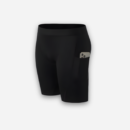Black compression shorts with a deep side pocket holding a smartphone